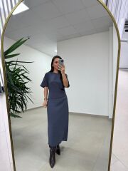 Bh 29410 Bluz Görünümlü Füme Tensel Elbise