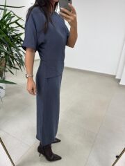 Bh 29410 Bluz Görünümlü Füme Tensel Elbise