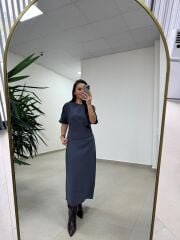 Bh 29410 Bluz Görünümlü Füme Tensel Elbise