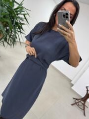 Bh 29410 Bluz Görünümlü Füme Tensel Elbise