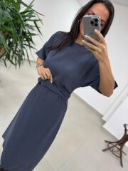 Bh 29410 Bluz Görünümlü Füme Tensel Elbise