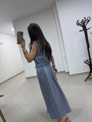 Art 4012 İthal Kumaş Gri Etekli Takım