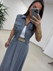 Art 4012 İthal Kumaş Gri Etekli Takım