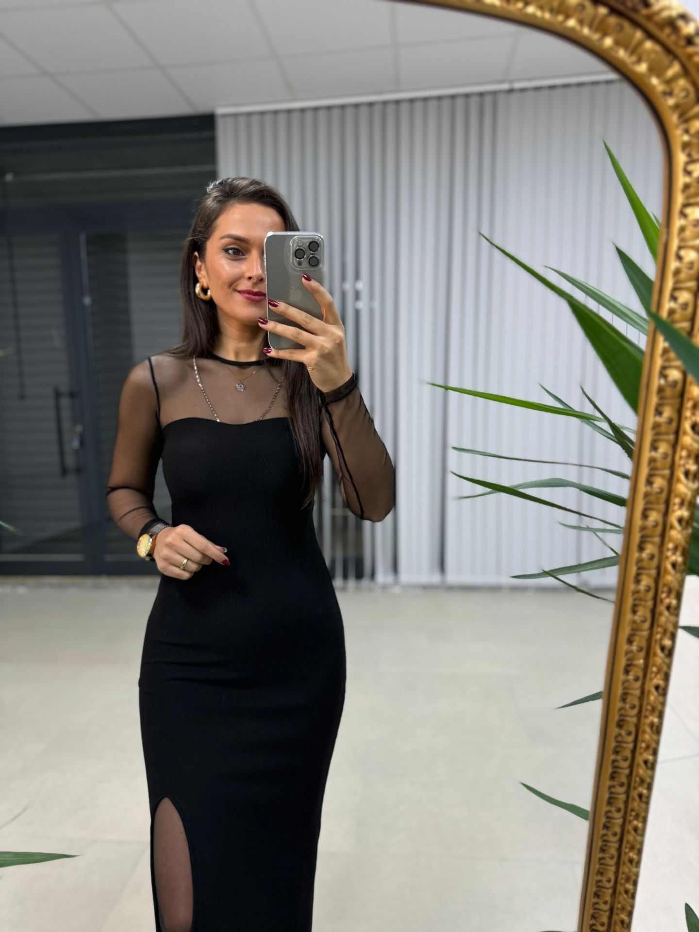 Mz Tül Detaylı Kalem Elbise
