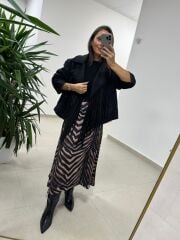 Ms 218 Püskül Detaylı Siyah Kaşe Ceket