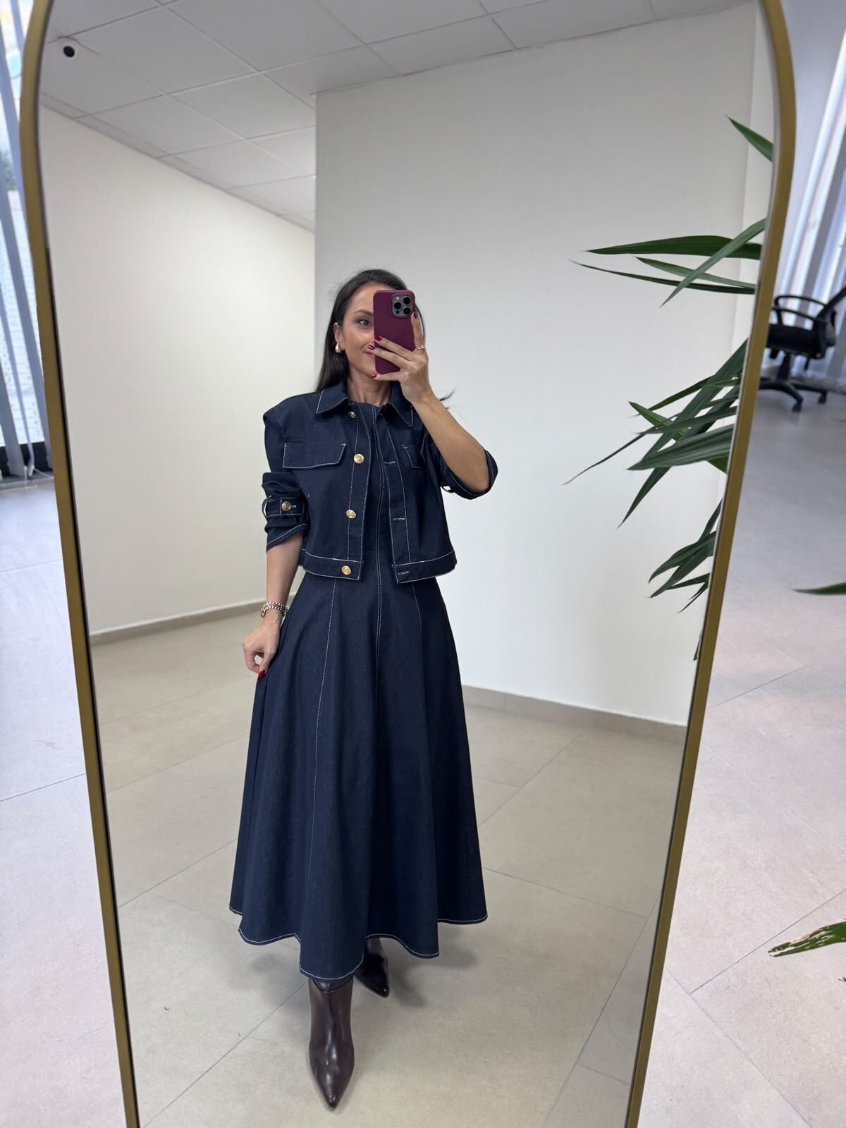 Kk 8086 Ceketli Laci Denim Elbise