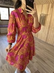 Mein 3065 rosafarbenes Hemdkleid mit Paisley-Muster