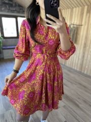 Mein 3065 rosafarbenes Hemdkleid mit Paisley-Muster