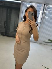 My 3364 Crep Dikişli Taş Kalem Elbise