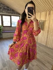 Mein 3065 rosafarbenes Hemdkleid mit Paisley-Muster