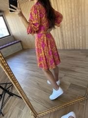 Mein 3065 rosafarbenes Hemdkleid mit Paisley-Muster