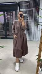 Dr Kahve Poplinli Sweat Elbise