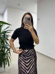 Dv 10651 Yumoş Kısa Kollu Siyah Kazak