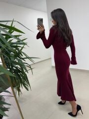 Np 51623 Mürdüm Eteği Volanlı Selanik Elbise