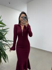 Np 51623 Mürdüm Eteği Volanlı Selanik Elbise