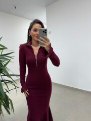 Np 51623 Mürdüm Eteği Volanlı Selanik Elbise