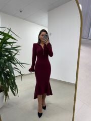 Np 51623 Mürdüm Eteği Volanlı Selanik Elbise