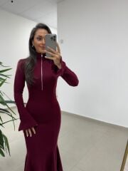 Np 51623 Mürdüm Eteği Volanlı Selanik Elbise