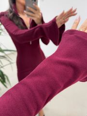 Np 51623 Mürdüm Eteği Volanlı Selanik Elbise