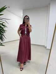 Art 4012 İthal Kumaş Vişne Etekli Takım