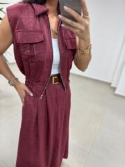 Art 4012 İthal Kumaş Vişne Etekli Takım