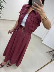 Art 4012 İthal Kumaş Vişne Etekli Takım