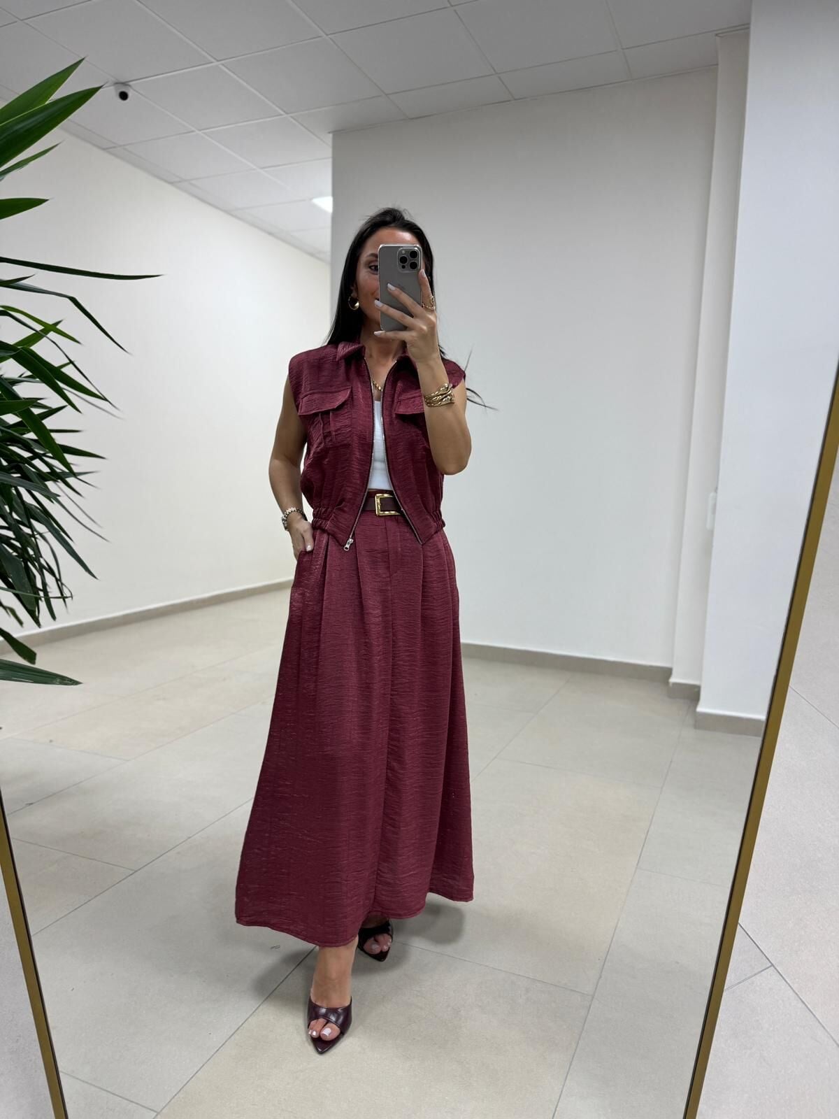 Art 4012 İthal Kumaş Vişne Etekli Takım