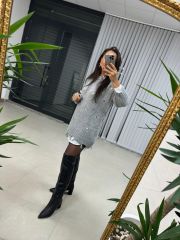 Ms Kuş Gözü Angora Gri Kazak