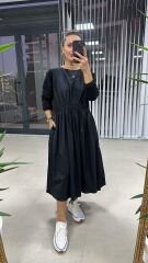 Dr Siyah Poplinli Sweat Elbise