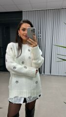 Ms Kuş Gözü Angora Krem Kazak