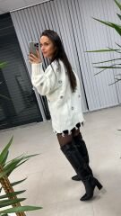 Ms Kuş Gözü Angora Krem Kazak