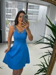 Mc 5883 Askılı Mavi Elbise