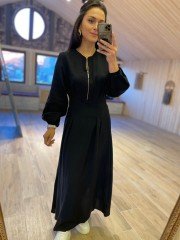 Mng fermuar detaylı siyah elbise