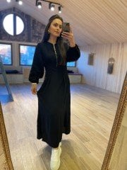 Mng fermuar detaylı siyah elbise