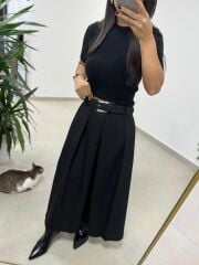 Ms Kendinden Kemerli Siyah Kloş Etek