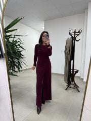 Bh 25616 Bel Drapeli Bordo Elbise