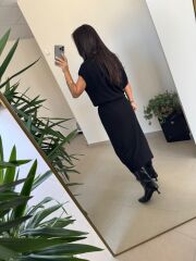 Dv 90256 Siyah Kemerli Triko Elbise