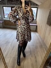 Ms Pembe Leo Şifon Elbise