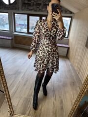 pink leo chiffon dress