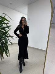 Np 51623 Siyah Eteği Volanlı Selanik Elbise