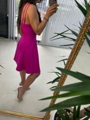 Mc 5883 Strappy Fuchsia Dress