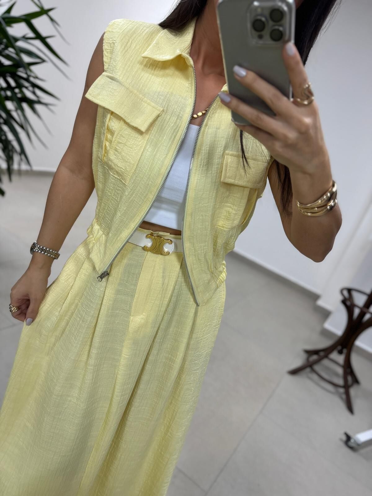 Art 4012 İthal Kumaş Sarı Etekli Takım