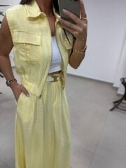 Art 4012 İthal Kumaş Sarı Etekli Takım