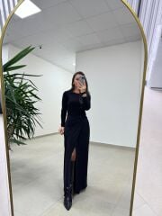 Bh 25616 Bel Drapeli Siyah Elbise