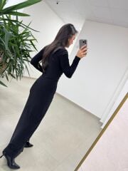 Bh 25616 Bel Drapeli Siyah Elbise