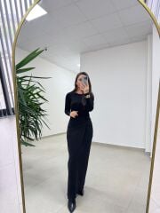 Bh 25616 Bel Drapeli Siyah Elbise