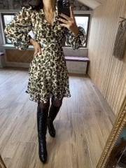 Ms Yeşil leo şifon elbise