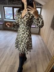 Ms Yeşil leo şifon elbise