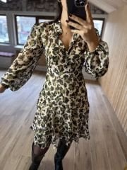 green leo chiffon dress