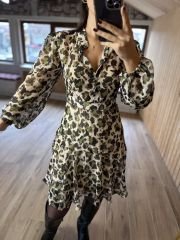 Ms Yeşil leo şifon elbise